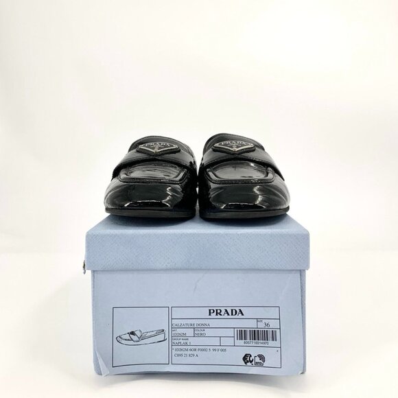 Prada Black Patent Leather Flats Size 36 With Triangle Logo - Picture 3 of 8